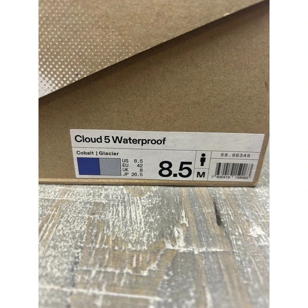 On Cloud 5 Waterproof Cobalt Glacier Mens Running Shoes 59.98345 Size 8.5